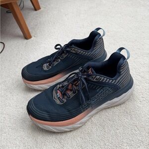 Hoka Navy and Coral Athletic Shoes